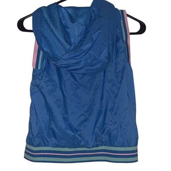 Cat & Jack Kids Blue Hooded Vest L 10/12 Polyester & Mesh Zip-Up Sleeveless - Picture 5 of 5